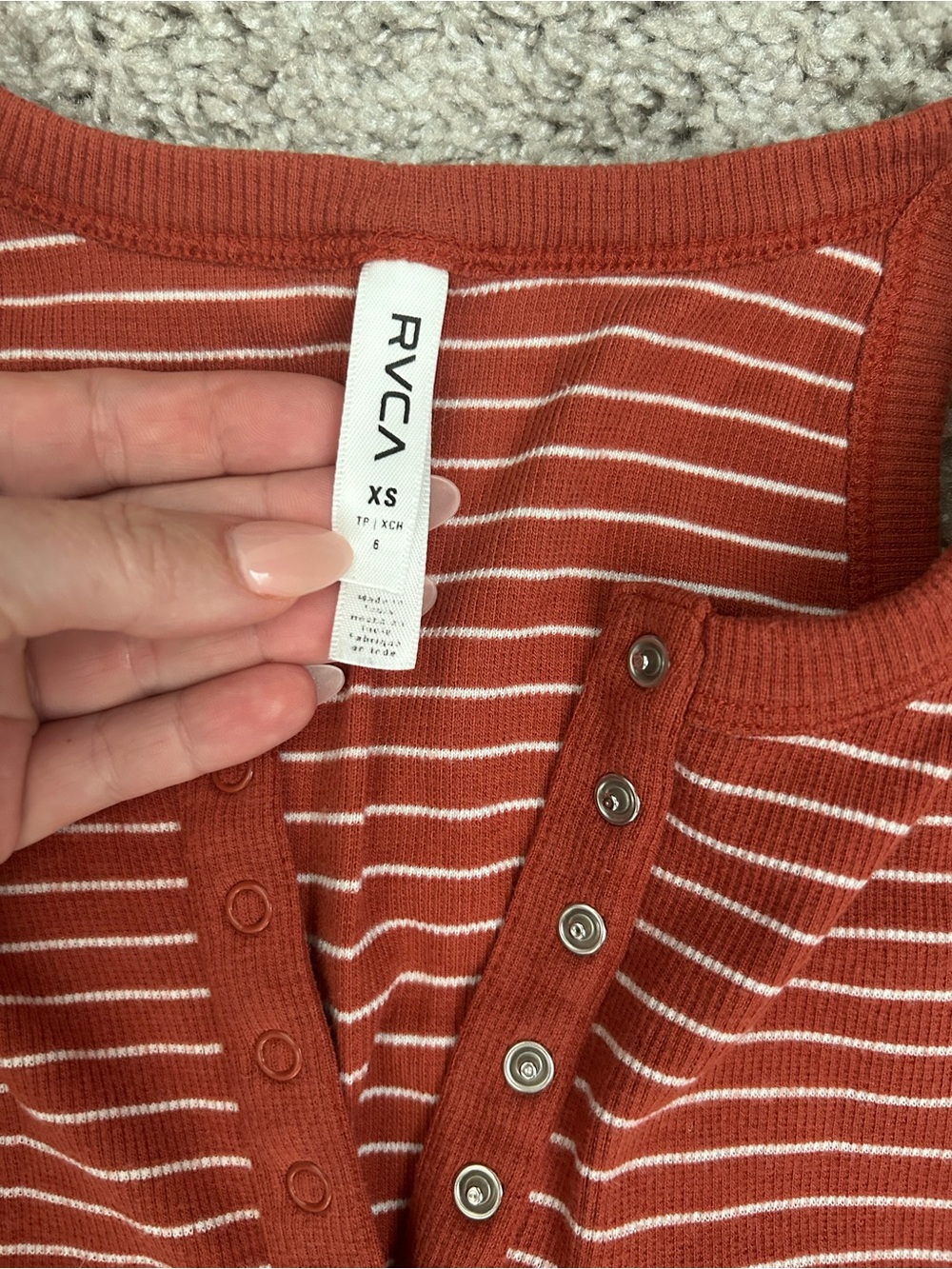 Rust Stripe Rib-Knit Romper - Picture 4 of 7
